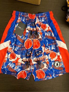 Flow Society Kids' Blue & Orange Basketball Print Shorts